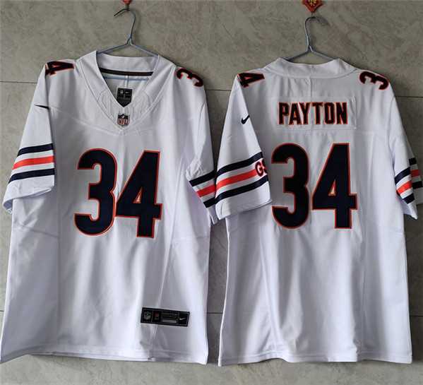Mens Chicago Bears #34 Walter Payton White 2023 F.U.S.E. Vapor Untouchable Limited Stitched Football Jersey